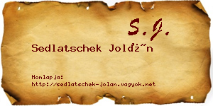 Sedlatschek Jolán névjegykártya